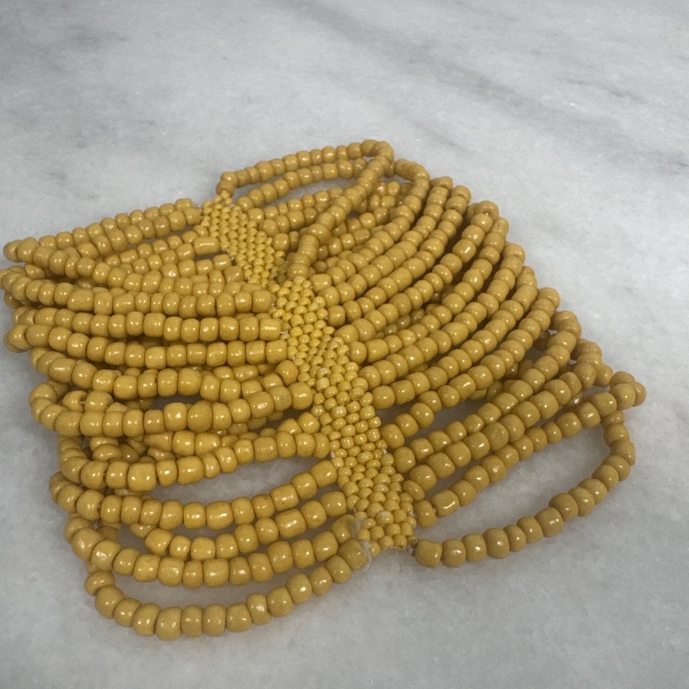 Yellow Glass Beaded Stretch Bracelet - 22cm Large Size - Picture 5 of 7